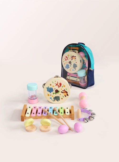 7 Pieces Children's Gift  Music Instrument Kit Animal Tambourine