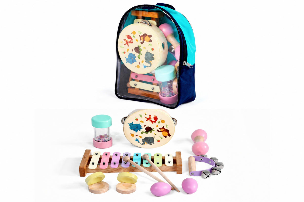 7 Pieces Children's Gift  Music Instrument Kit Animal Tambourine